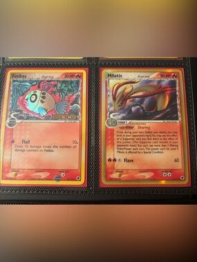 Dragon Frontiers Milotic & Feebas (Stamped) Pokémon Holo Card Duo - Red Accent